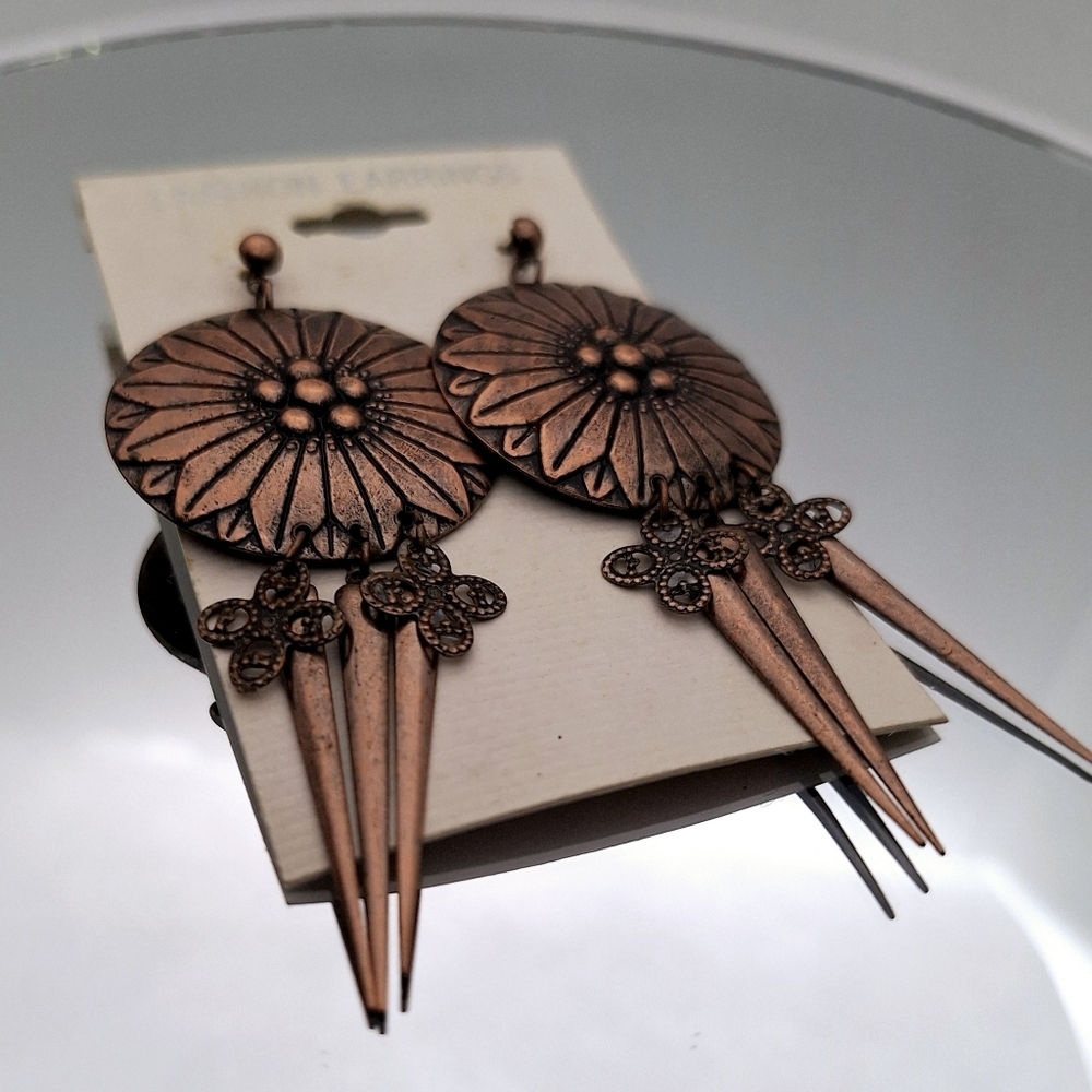 Copper BOHO SPIKEY DANGLE EARRINGS